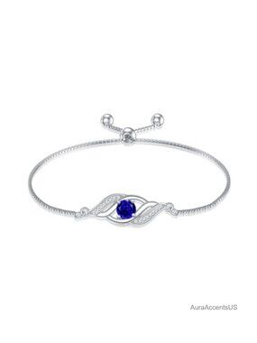 925 Sterling Silver Infinity Birthstone Bracelet Adjustable